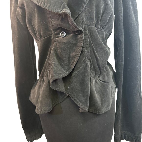 Morbid Threads Women's Black Ruffled Blazer Jacket M Cotton & Spandex - Picture 5 of 7